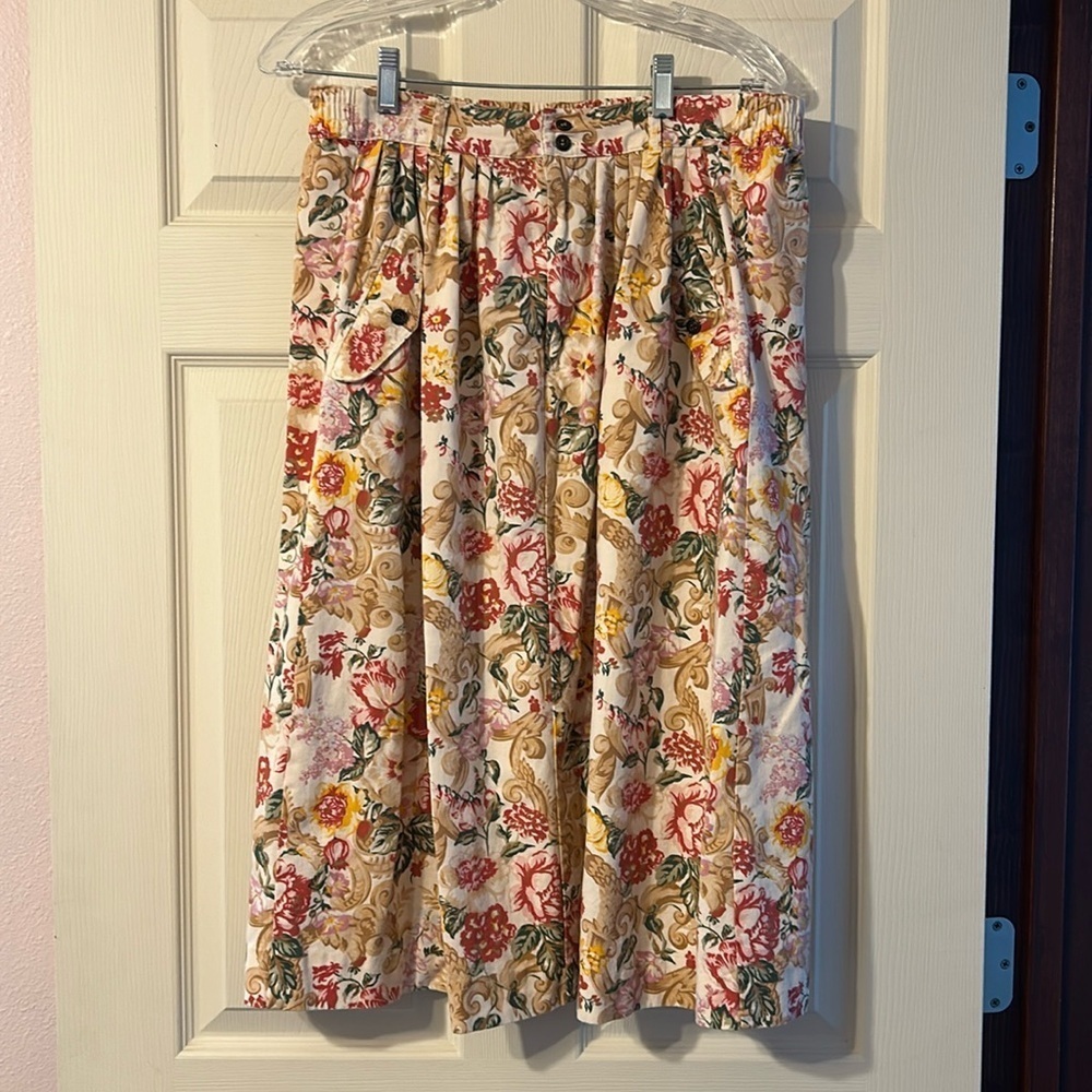 Vintage Floral Midi Skirt